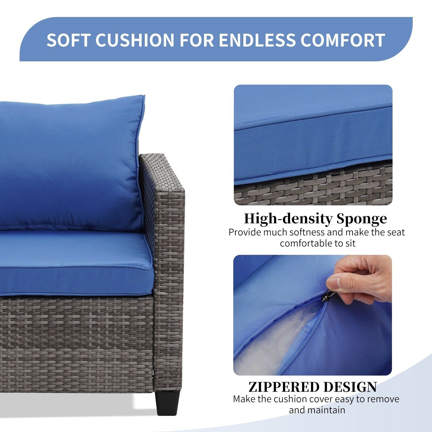 Set di divani da esterno Ainfox, divano componibile in vimini, mobili da giardino, divano in rattan