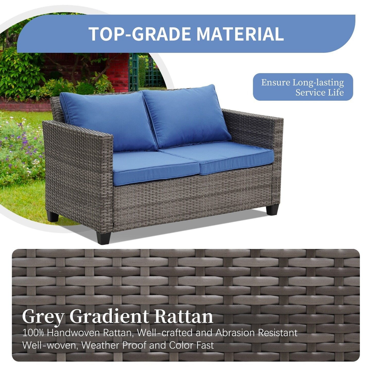 Set di divani da esterno Ainfox, divano componibile in vimini, mobili da giardino, divano in rattan