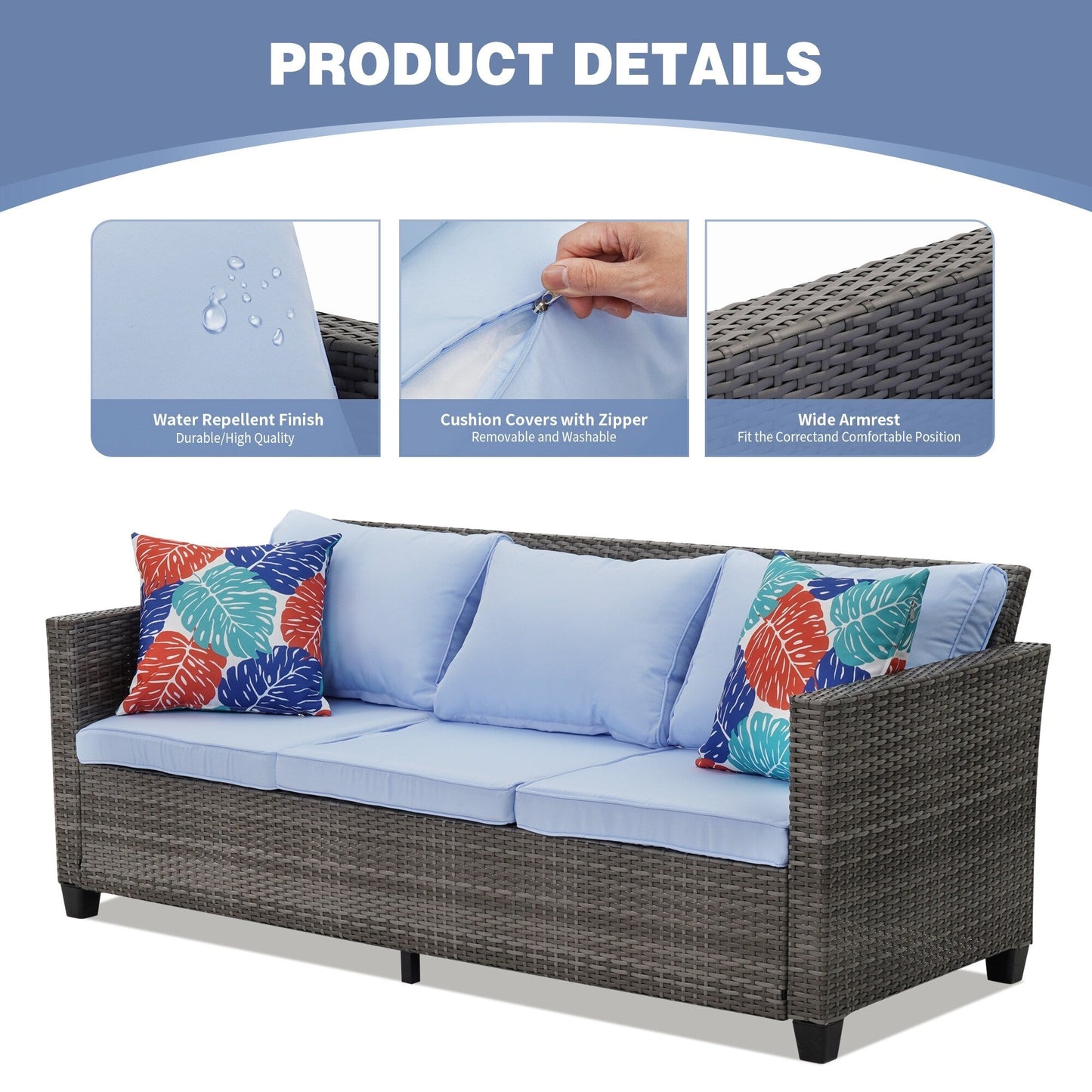 Set di divani da esterno Ainfox, divano componibile in vimini, mobili da giardino, divano in rattan