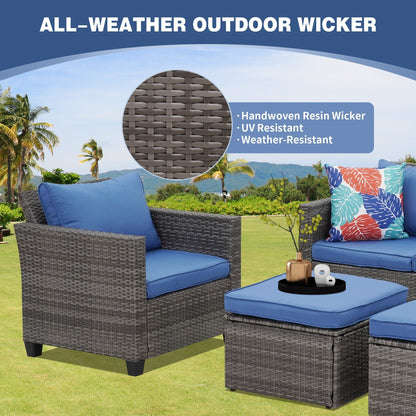 Set di divani da esterno Ainfox, divano componibile in vimini, mobili da giardino, divano in rattan