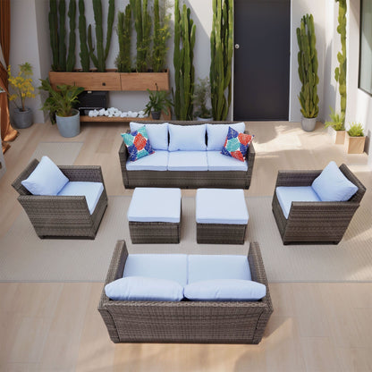 Set di divani da esterno Ainfox, divano componibile in vimini, mobili da giardino, divano in rattan