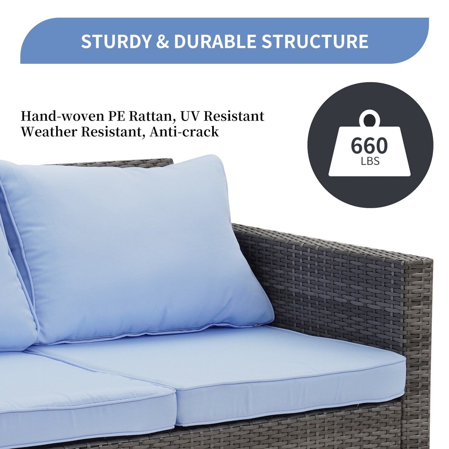 Set di divani da esterno Ainfox, divano componibile in vimini, mobili da giardino, divano in rattan