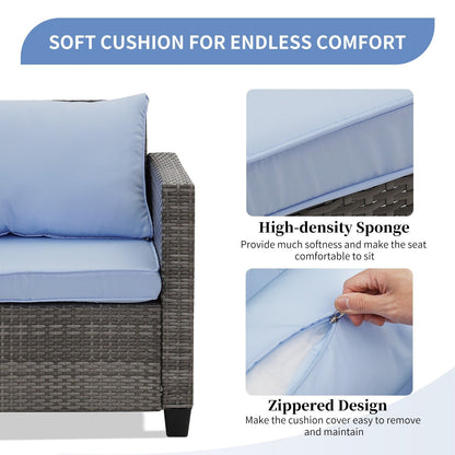 Set di divani da esterno Ainfox, divano componibile in vimini, mobili da giardino, divano in rattan