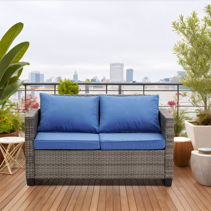 Set di divani da esterno Ainfox, divano componibile in vimini, mobili da giardino, divano in rattan