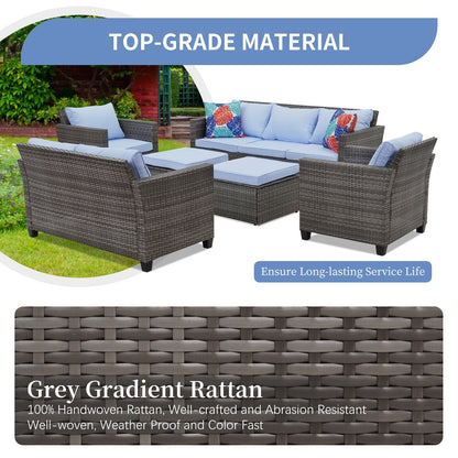 Set di divani da esterno Ainfox, divano componibile in vimini, mobili da giardino, divano in rattan