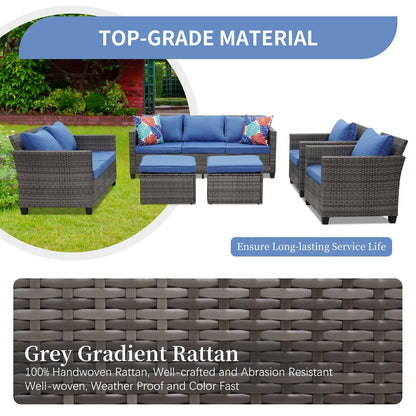 Set di divani da esterno Ainfox, divano componibile in vimini, mobili da giardino, divano in rattan