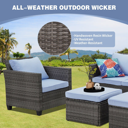 Set di divani da esterno Ainfox, divano componibile in vimini, mobili da giardino, divano in rattan