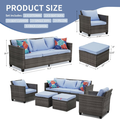 Set di divani da esterno Ainfox, divano componibile in vimini, mobili da giardino, divano in rattan