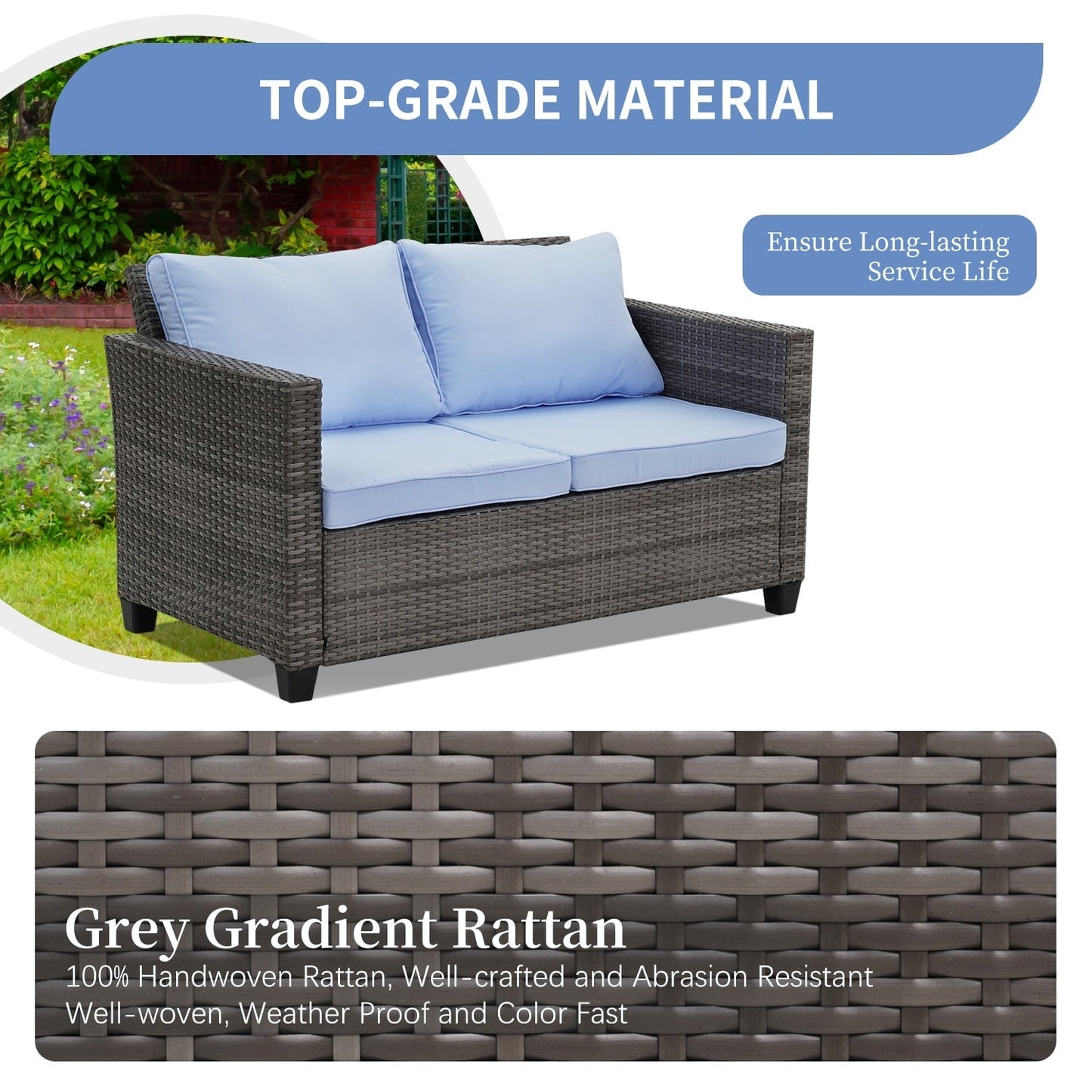 Set di divani da esterno Ainfox, divano componibile in vimini, mobili da giardino, divano in rattan