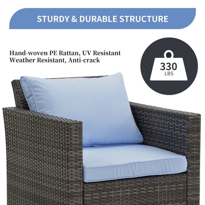 Set di divani da esterno Ainfox, divano componibile in vimini, mobili da giardino, divano in rattan