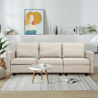 Divano con contenitore, divano imbottito con moderno tessuto di lino