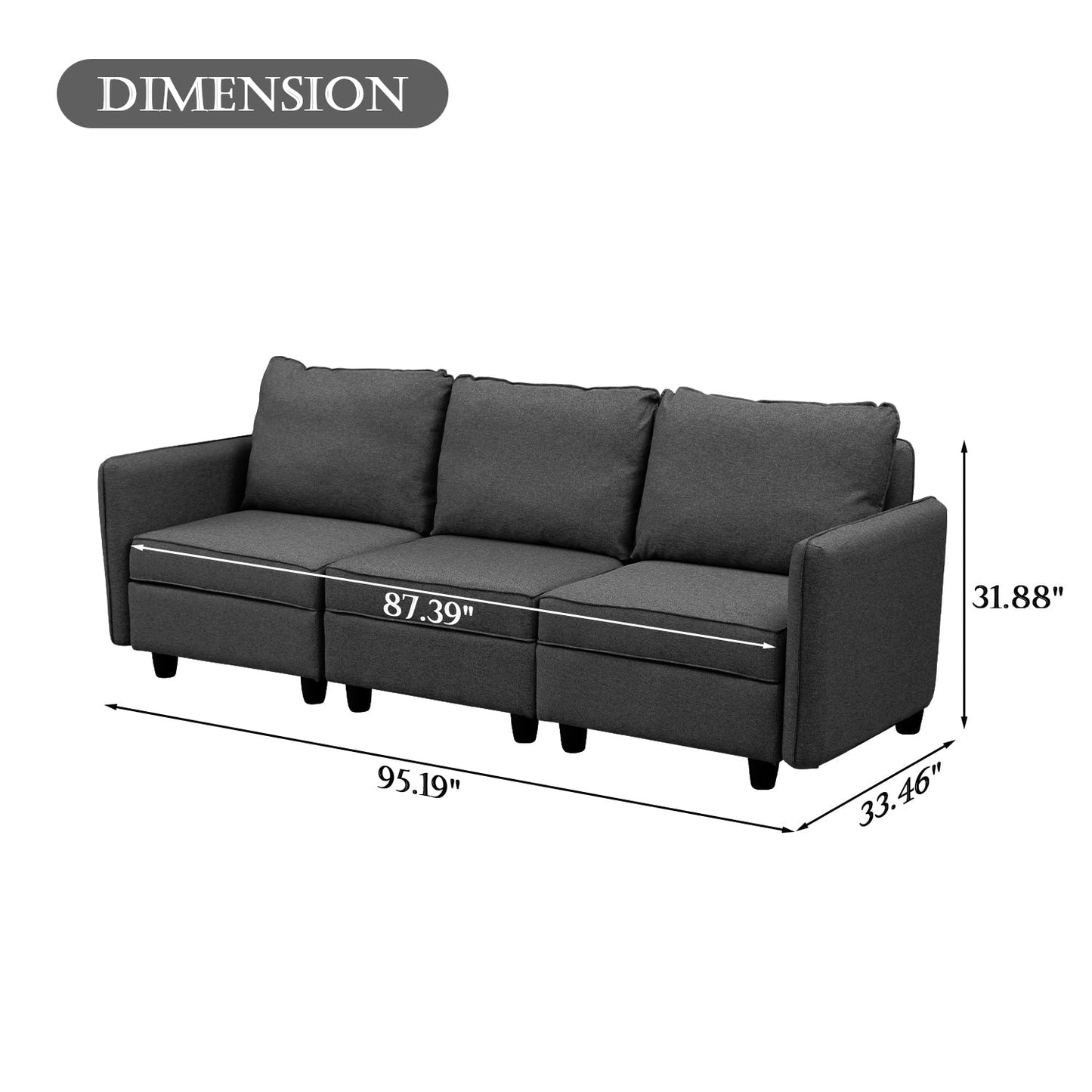 Divano con contenitore, divano imbottito con moderno tessuto di lino