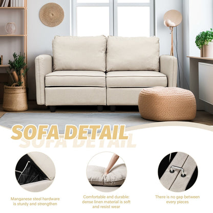 Divano con contenitore, divano imbottito con moderno tessuto di lino