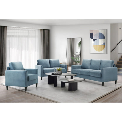 Set da soggiorno con braccioli in velluto Clayfell Airell