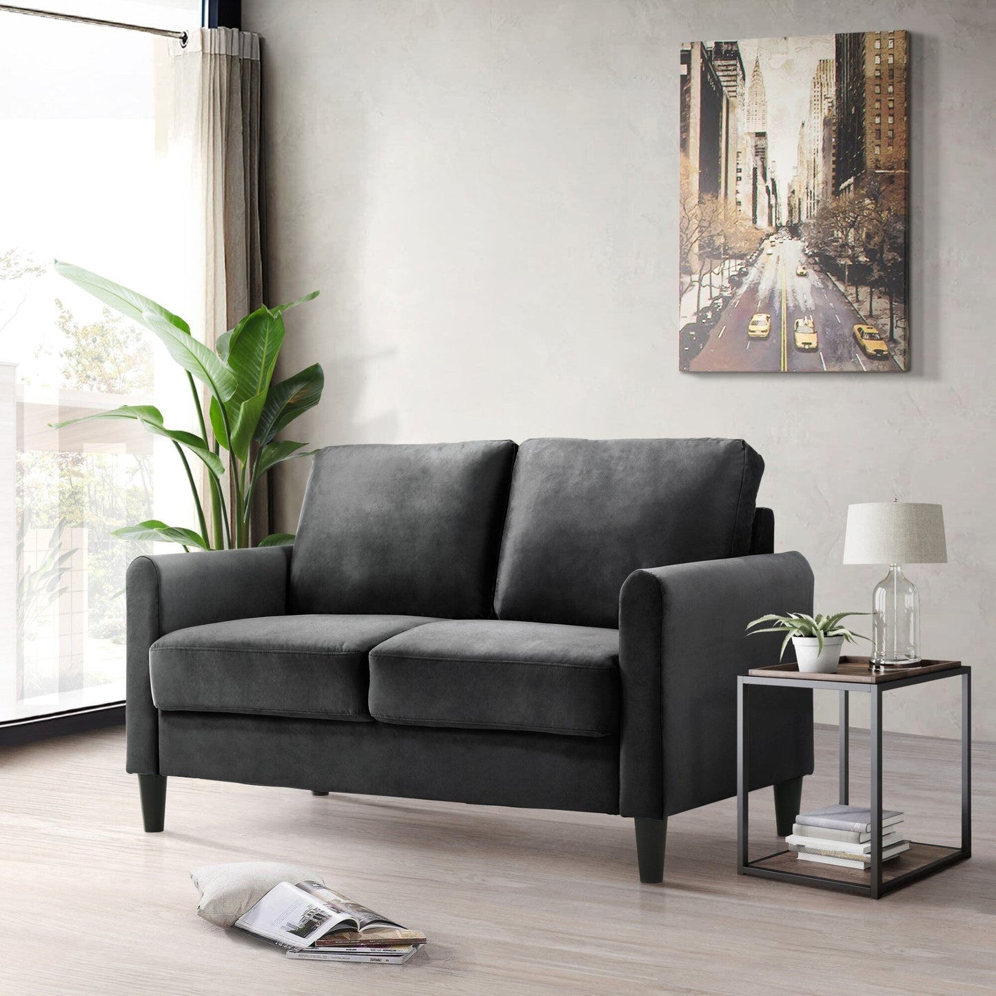 Set da soggiorno con braccioli in velluto Clayfell Airell