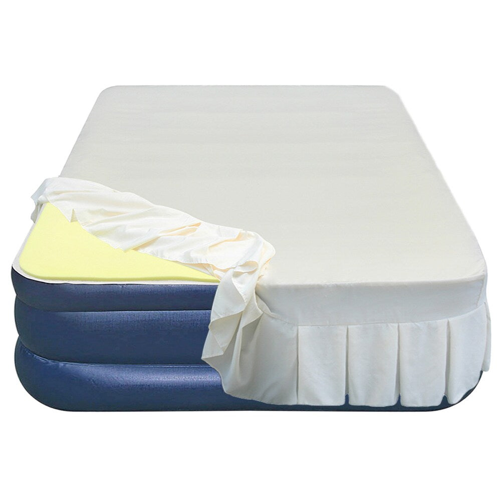 Materasso ad aria Airtek full-size con parte superiore floccata, topper in memory foam da 1 pollice e lenzuolo con gonna