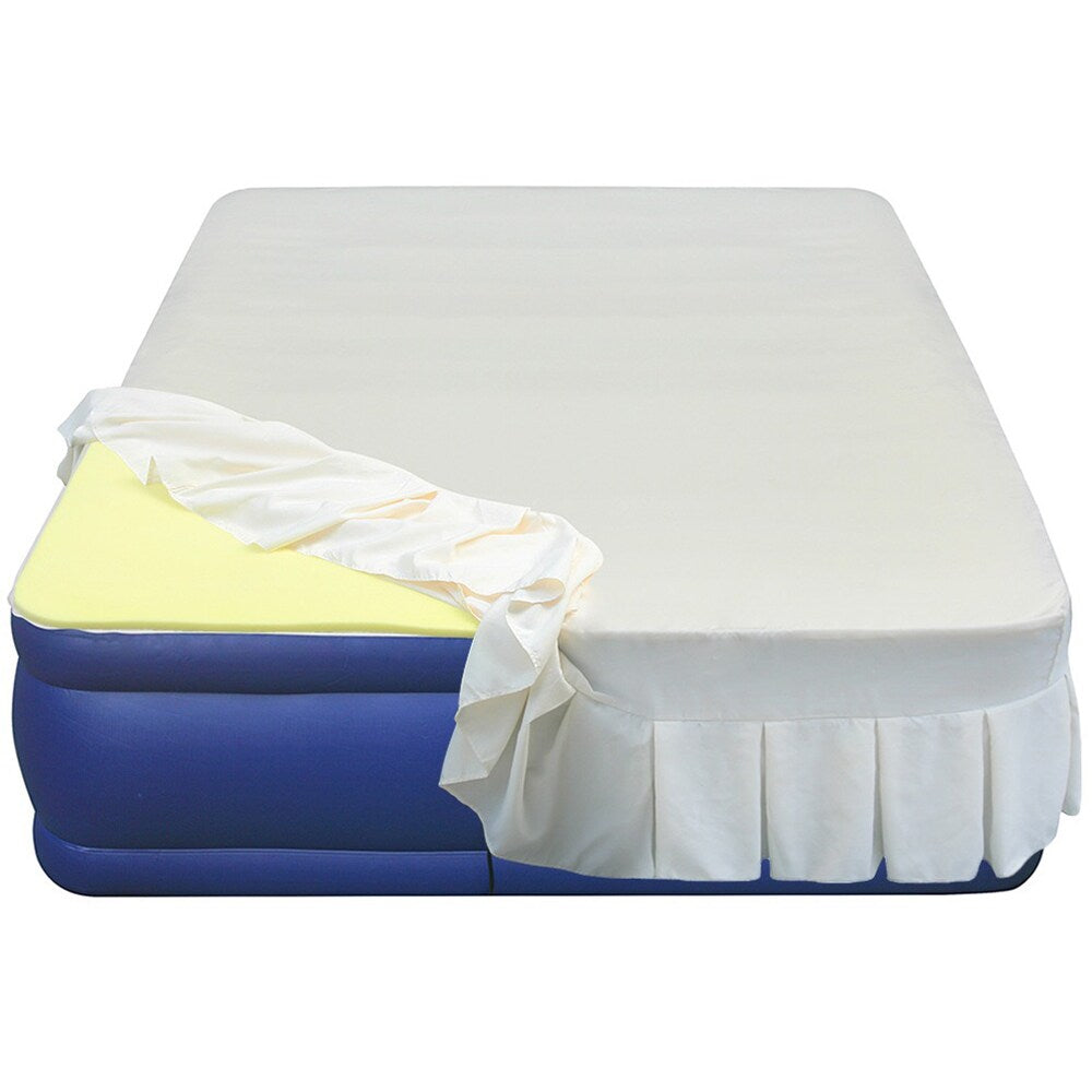 Materasso ad aria Airtek Queen-size con parte superiore floccata, topper in memory foam da 1 pollice e lenzuolo con gonna