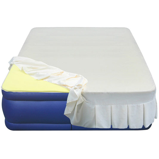 Materasso ad aria Airtek Queen-size con parte superiore floccata, topper in memory foam da 1 pollice e lenzuolo con gonna