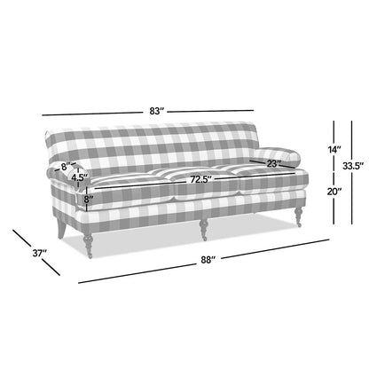 Divano da soggiorno Alana Lawson da 88 pollici "Divano a tre cuscini con braccioli arrotolati e schienale rigido" "Richiede un assemblaggio minimo"