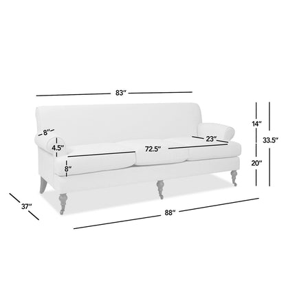 Divano da soggiorno Alana Lawson da 88 pollici "Divano a tre cuscini con braccioli arrotolati e schienale rigido" "Richiede un assemblaggio minimo"