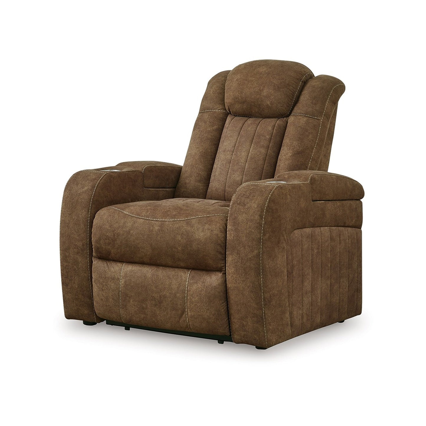 Poltrona reclinabile Alexy Power, portabicchieri, porta USB, similpelle marrone