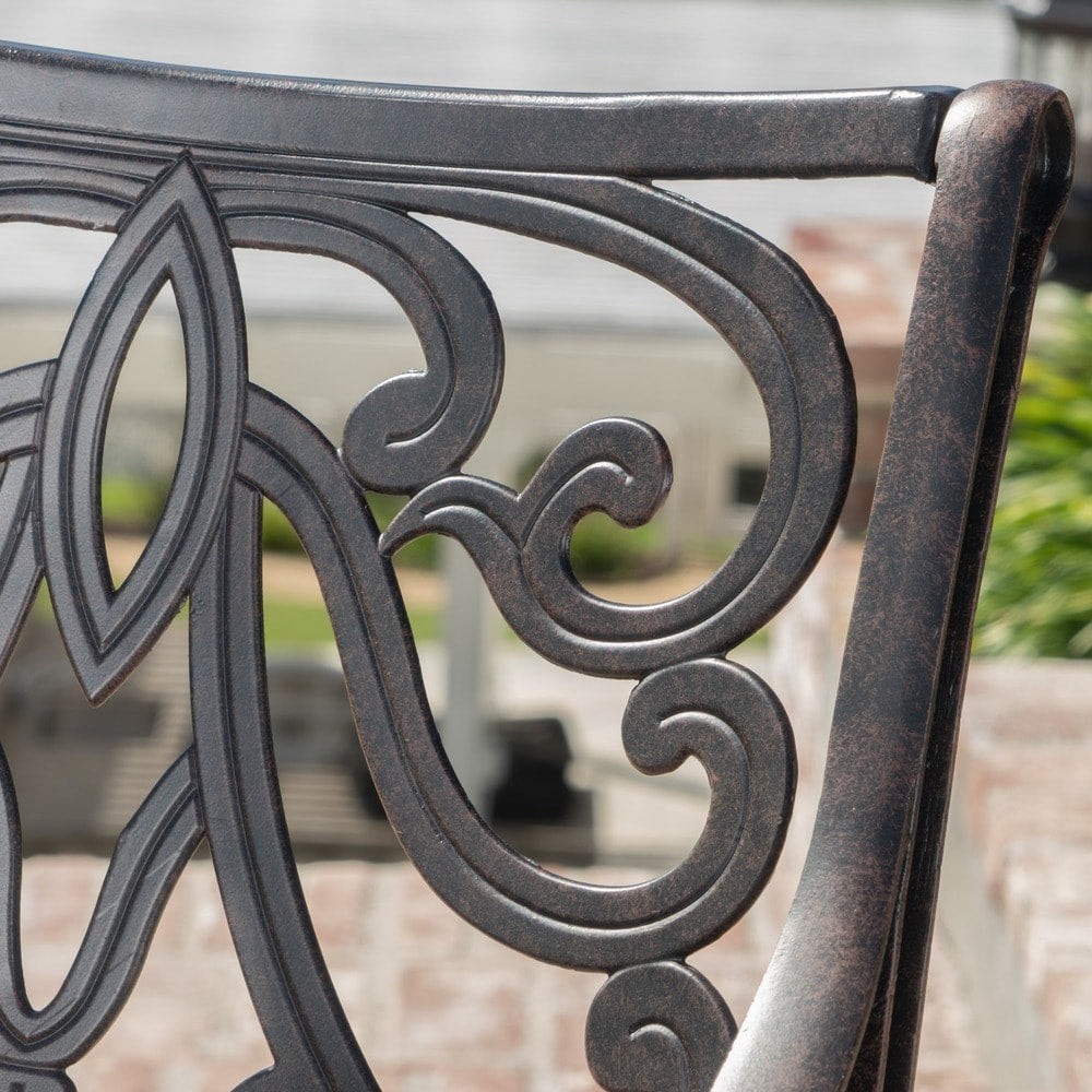 Set da pranzo circolare da esterno Alfresco da 5 pezzi in alluminio pressofuso di Christopher Knight Home