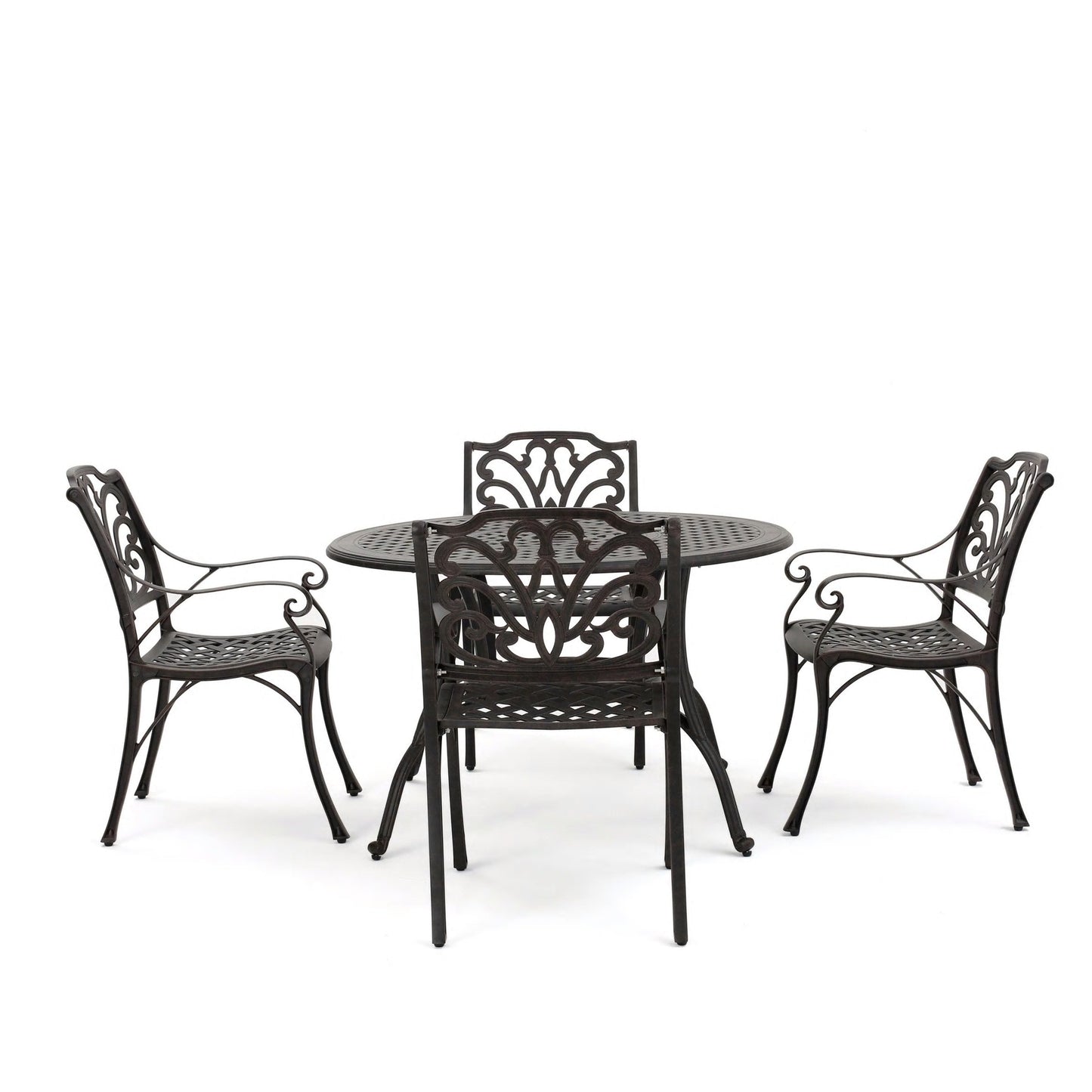 Set da pranzo circolare da esterno Alfresco da 5 pezzi in alluminio pressofuso di Christopher Knight Home