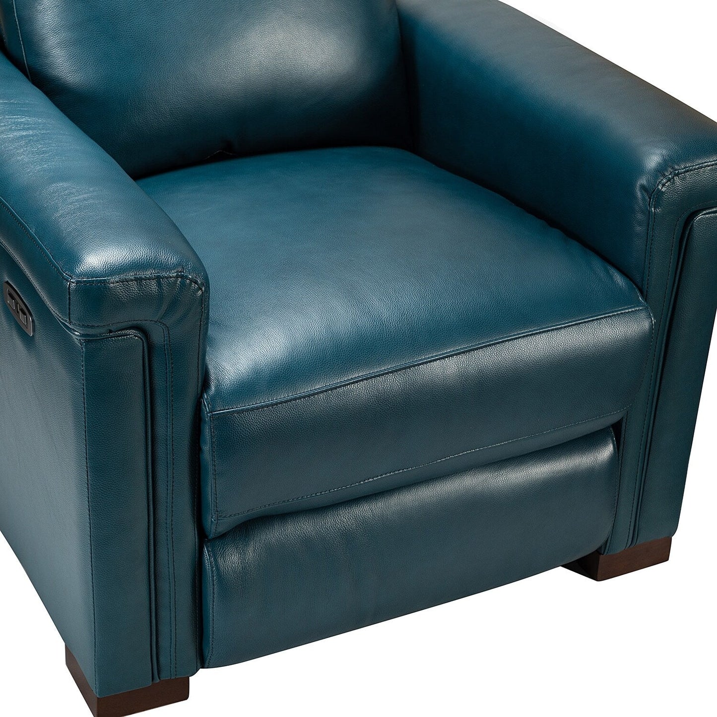 Poltrona reclinabile elettrica classica contemporanea Alicia da 34,65 pollici in vera pelle con porta USB