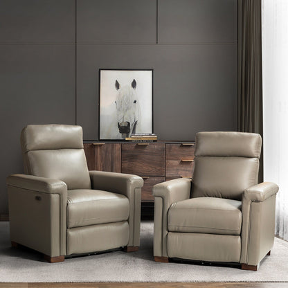 Poltrona reclinabile elettrica classica contemporanea Alicia da 34,65 pollici in vera pelle con porta USB (set da 2)