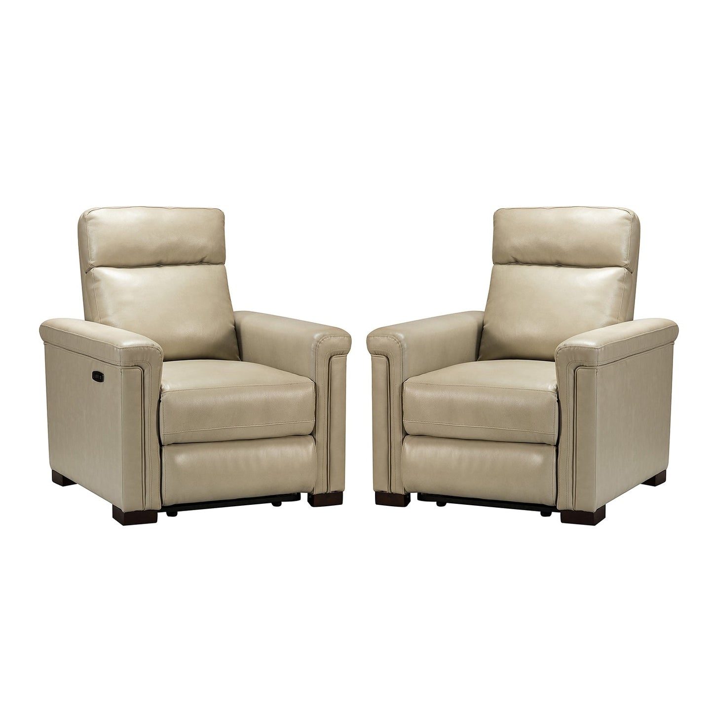 Poltrona reclinabile elettrica classica contemporanea Alicia da 34,65 pollici in vera pelle con porta USB (set da 2)