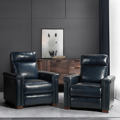 Poltrona reclinabile elettrica classica contemporanea Alicia da 34,65 pollici in vera pelle con porta USB (set da 2)