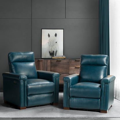 Poltrona reclinabile elettrica classica contemporanea Alicia da 34,65 pollici in vera pelle con porta USB (set da 2)