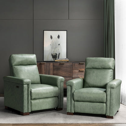 Poltrona reclinabile elettrica classica contemporanea Alicia da 34,65 pollici in vera pelle con porta USB (set da 2)