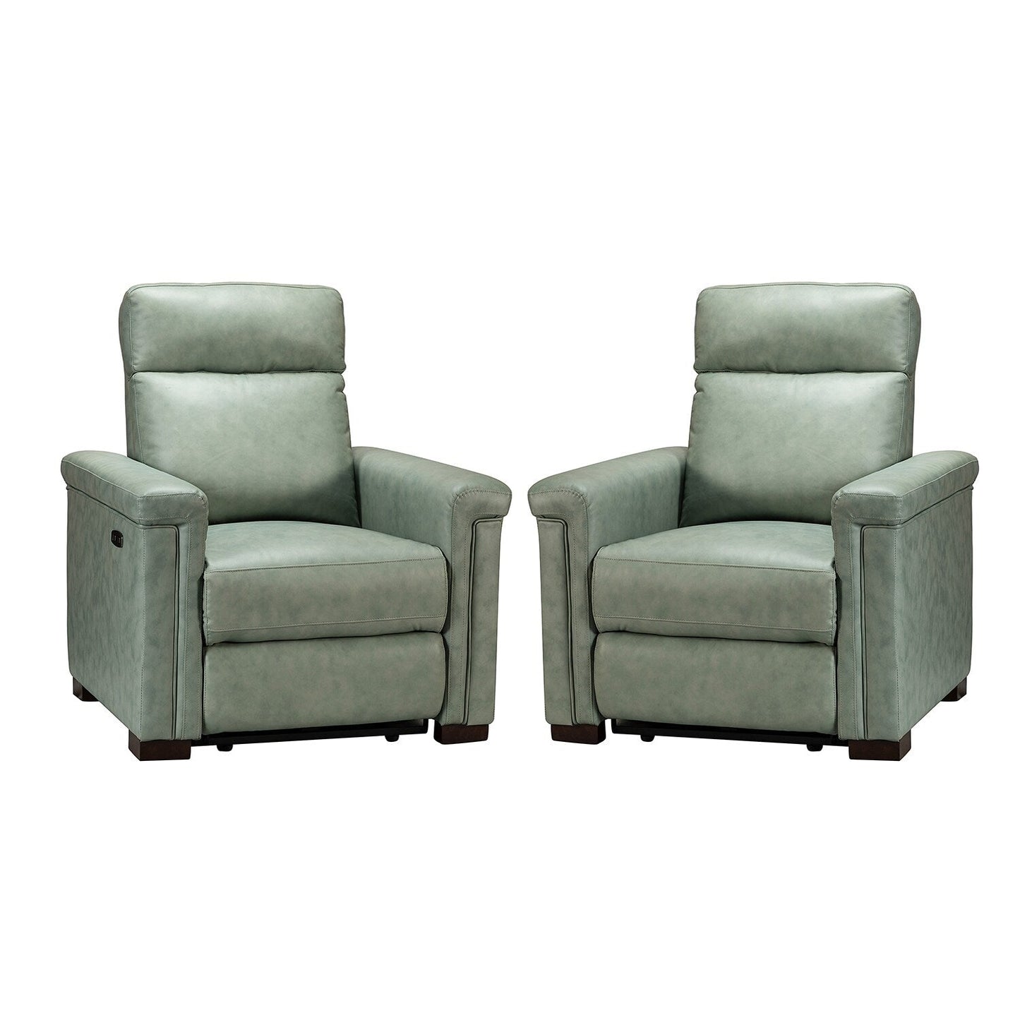 Poltrona reclinabile elettrica classica contemporanea Alicia da 34,65 pollici in vera pelle con porta USB (set da 2)