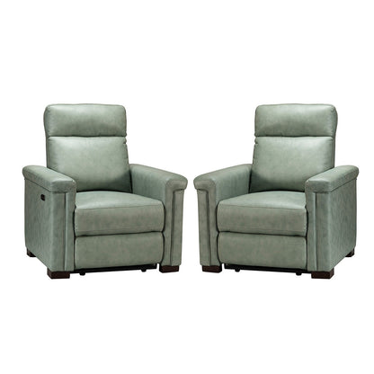 Poltrona reclinabile elettrica classica contemporanea Alicia da 34,65 pollici in vera pelle con porta USB (set da 2)