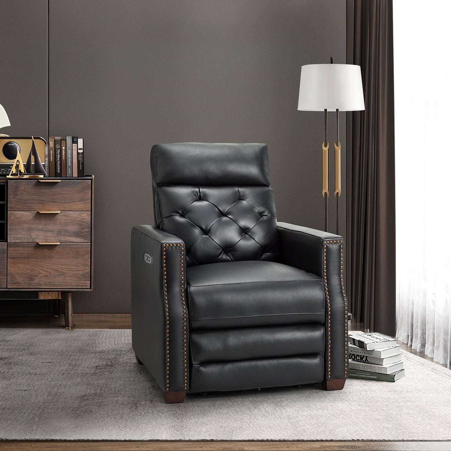 Poltrona reclinabile elettrica Alina 31.50 Wide in vera pelle con porta USB