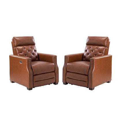 Poltrona reclinabile elettrica Alina 31.50 in vera pelle con porta USB, set da 2