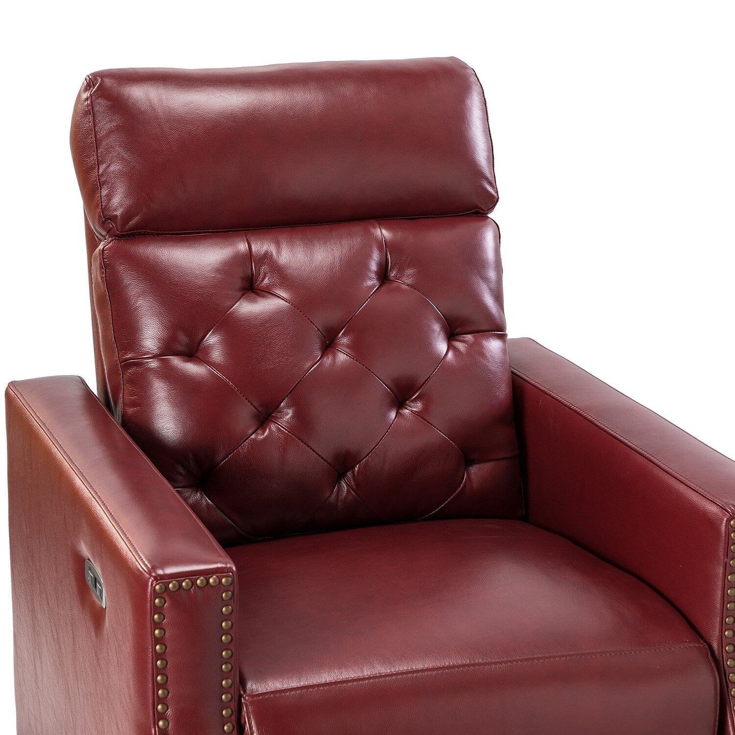 Poltrona reclinabile elettrica Alina 31.50 in vera pelle con porta USB, set da 2