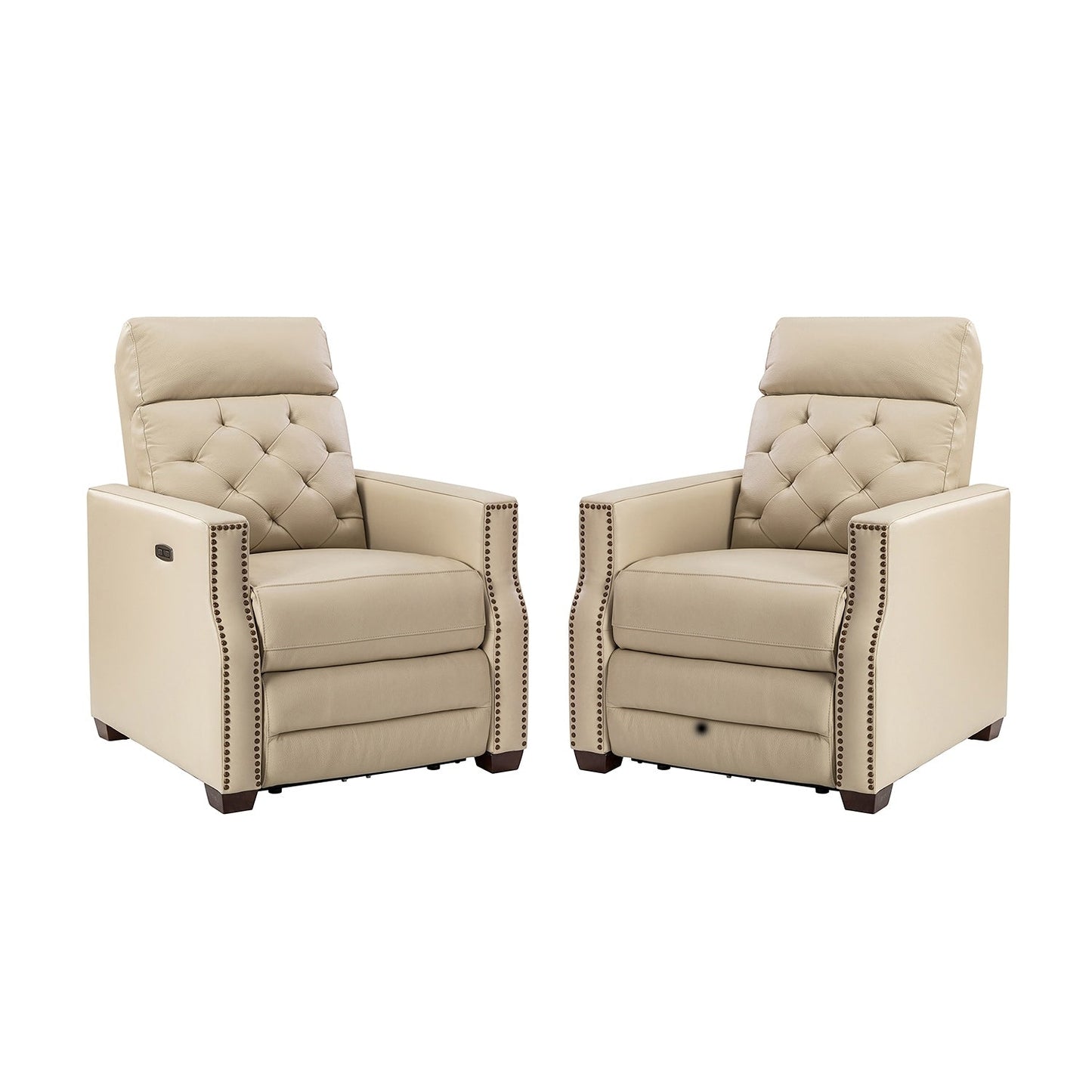 Poltrona reclinabile elettrica Alina 31.50 in vera pelle con porta USB, set da 2