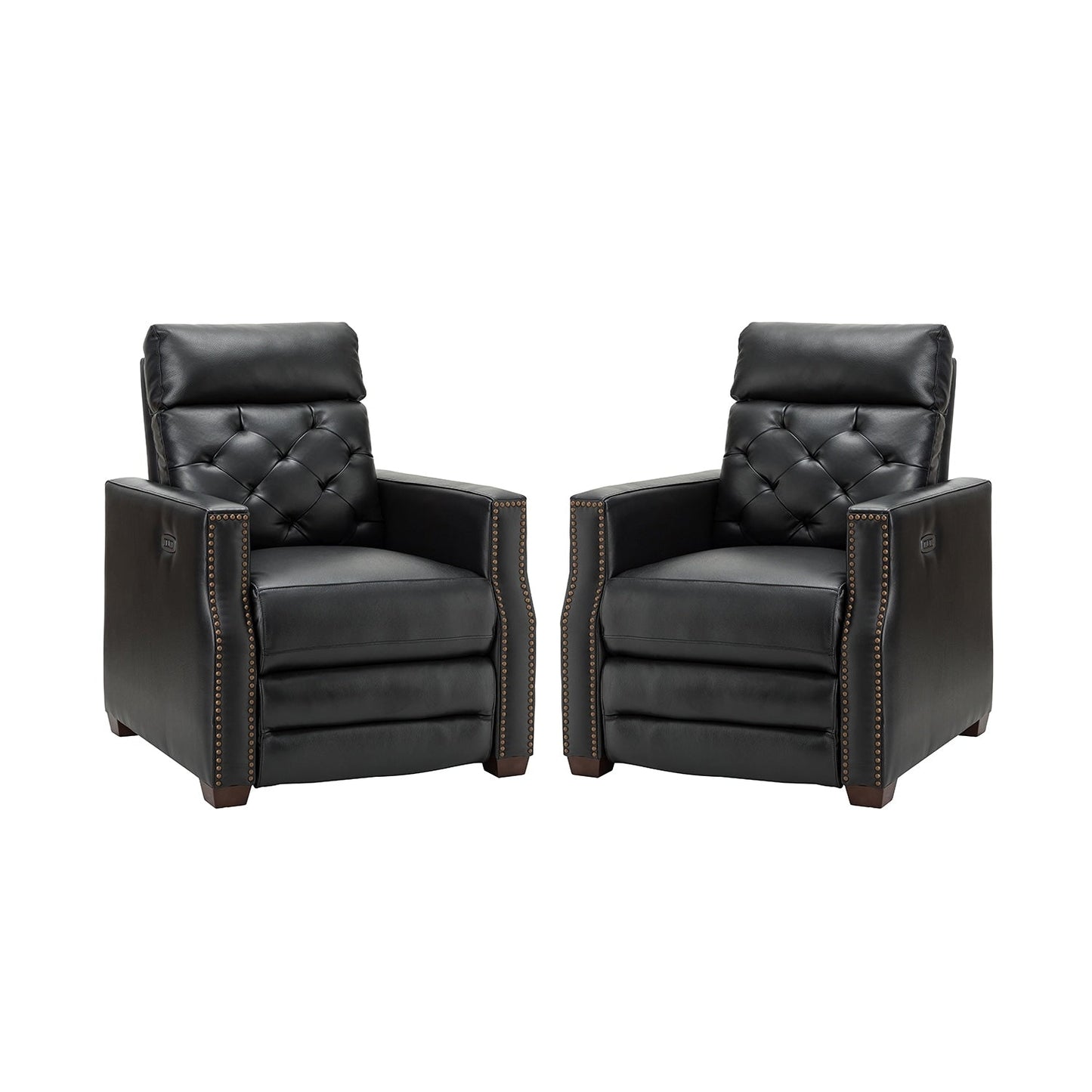 Poltrona reclinabile elettrica Alina 31.50 in vera pelle con porta USB, set da 2