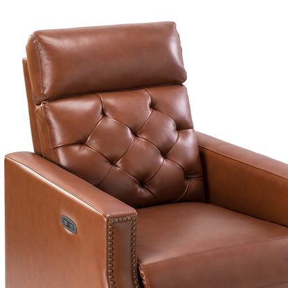 Poltrona reclinabile elettrica Alina 31.50 in vera pelle con porta USB, set da 2