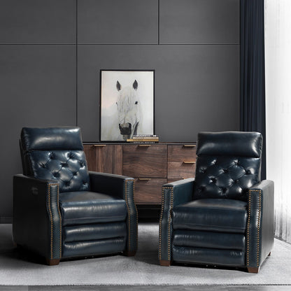 Poltrona reclinabile elettrica Alina 31.50 in vera pelle con porta USB, set da 2