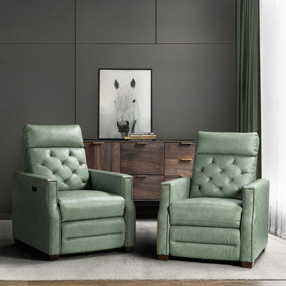 Poltrona reclinabile elettrica Alina 31.50 in vera pelle con porta USB, set da 2