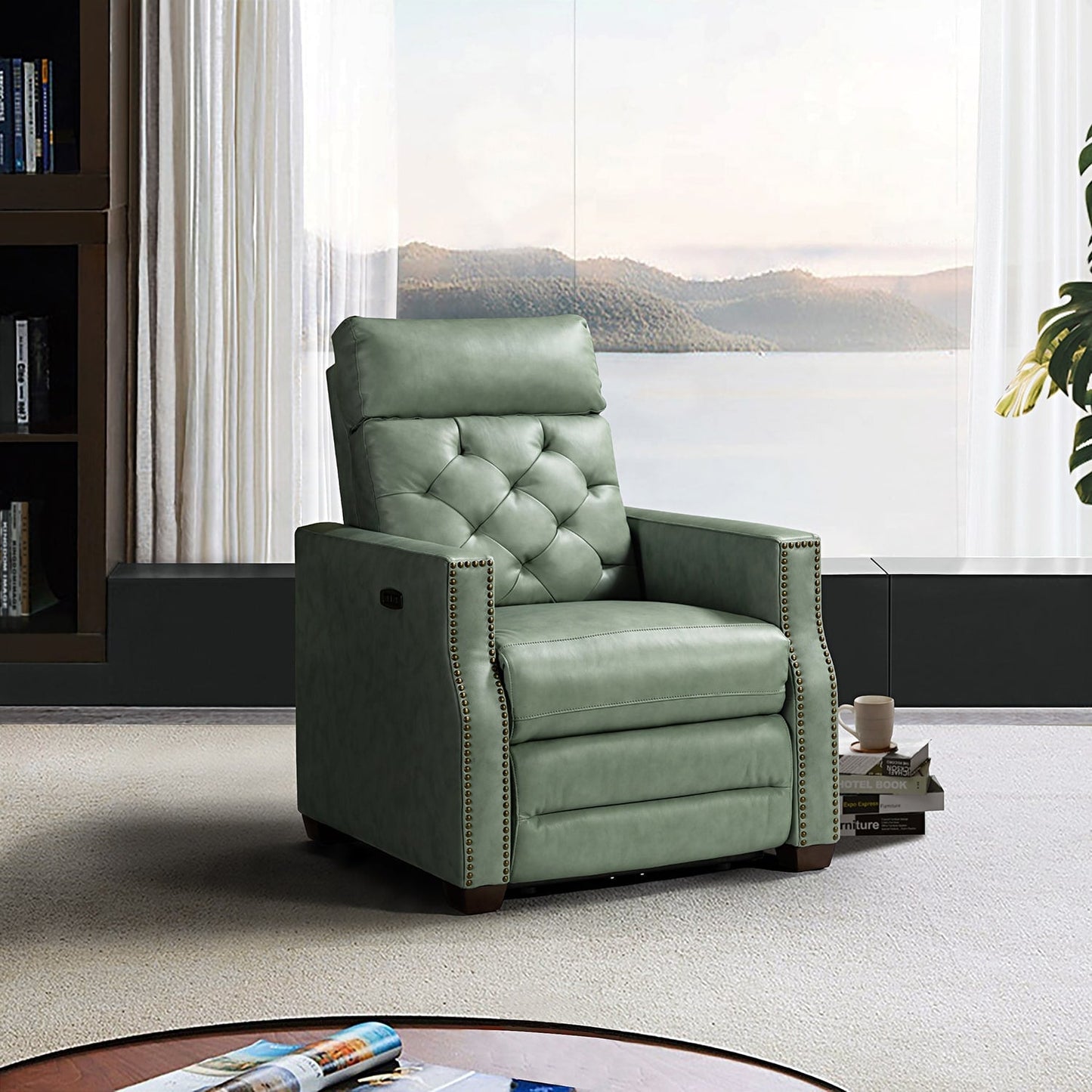 Poltrona reclinabile elettrica Alina 31.50 Wide in vera pelle con porta USB