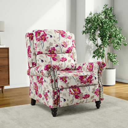 Poltrona reclinabile Alisa 35'' W in pelle vegana/lino con schienale a spinta