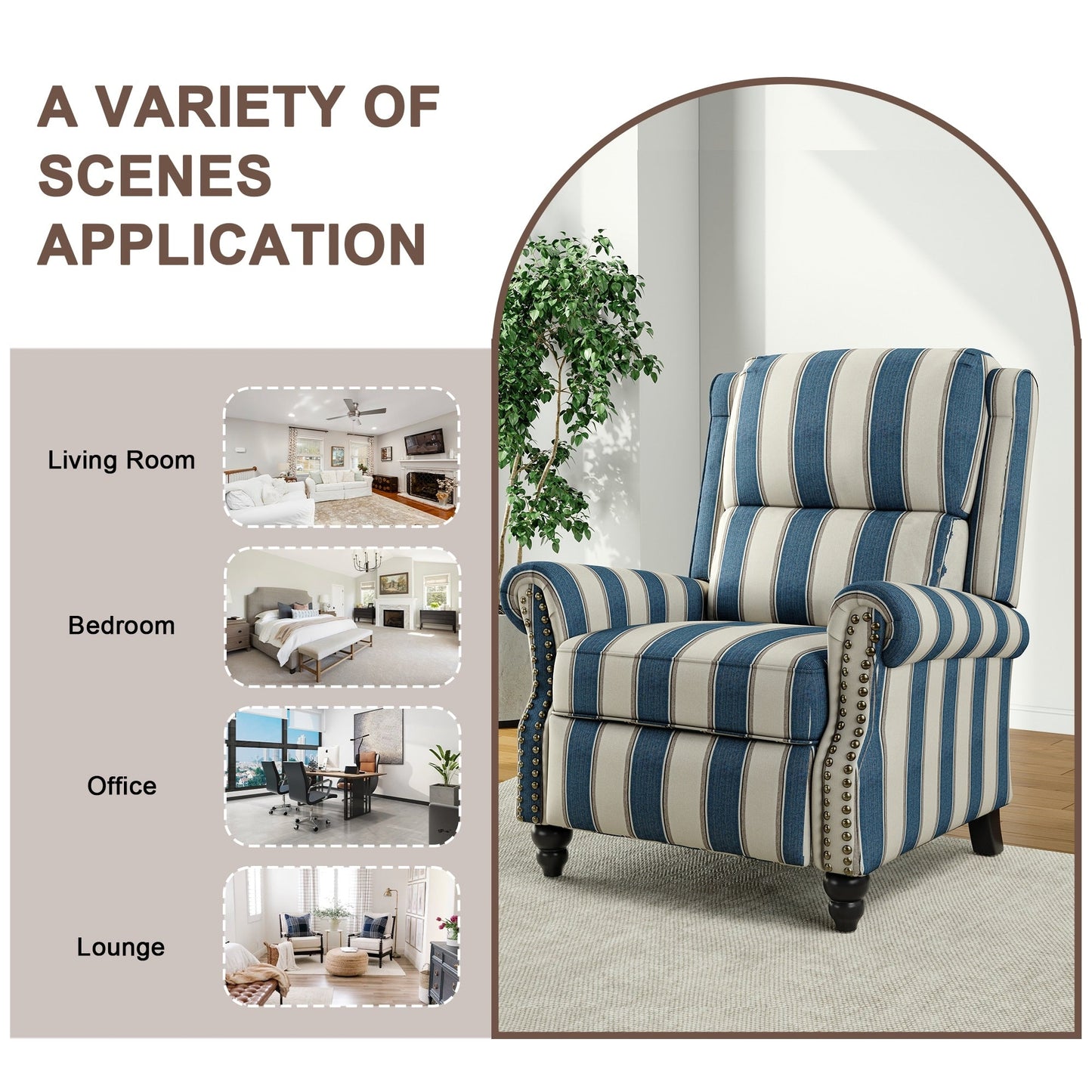 Poltrona reclinabile Alisa 35'' W in pelle vegana/lino con schienale a spinta