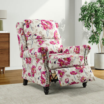 Poltrona reclinabile Alisa 35'' W in pelle vegana/lino con schienale a spinta