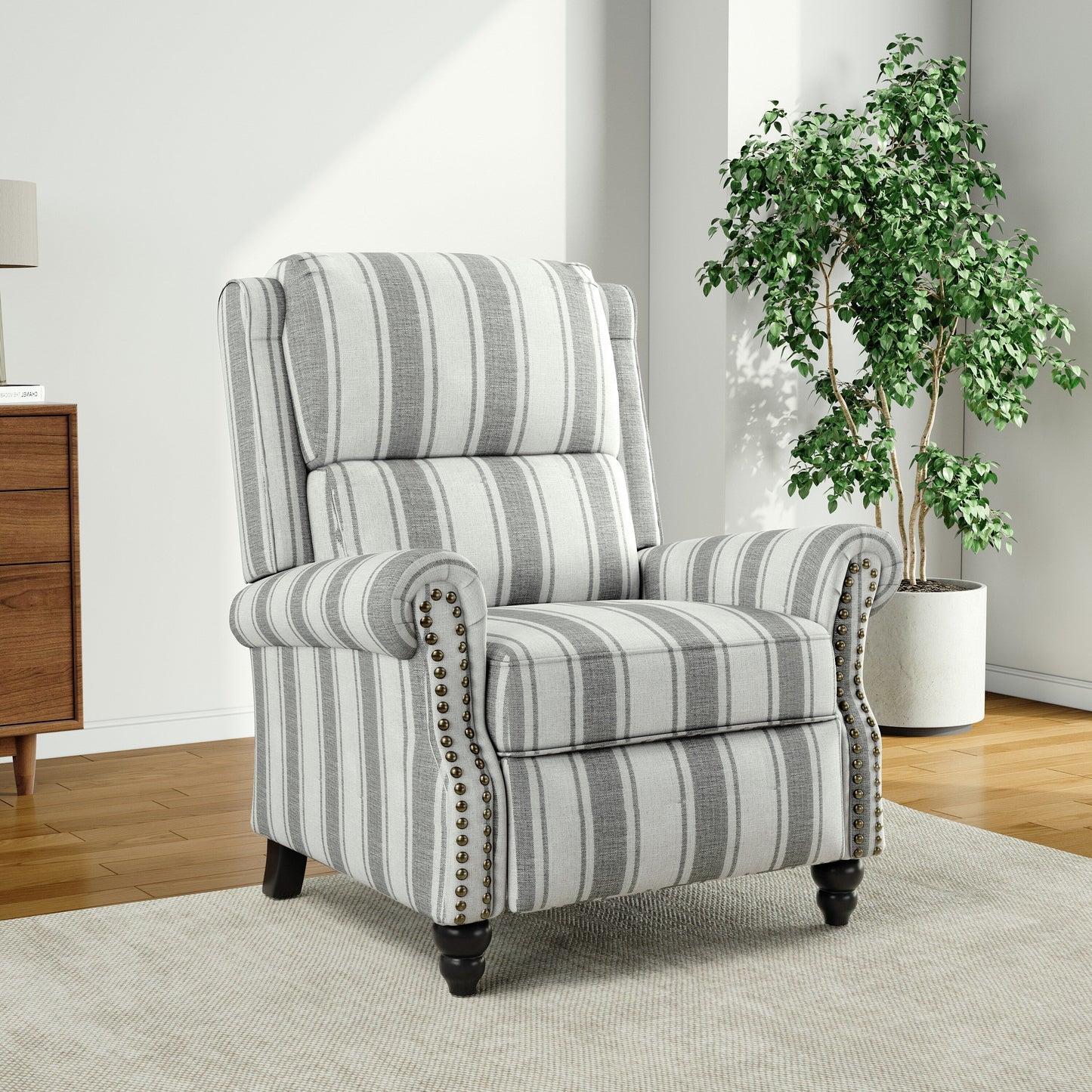 Poltrona reclinabile Alisa 35'' W in pelle vegana/lino con schienale a spinta