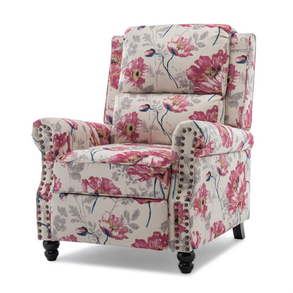 Poltrona reclinabile Alisa 35'' W in pelle vegana/lino con schienale a spinta