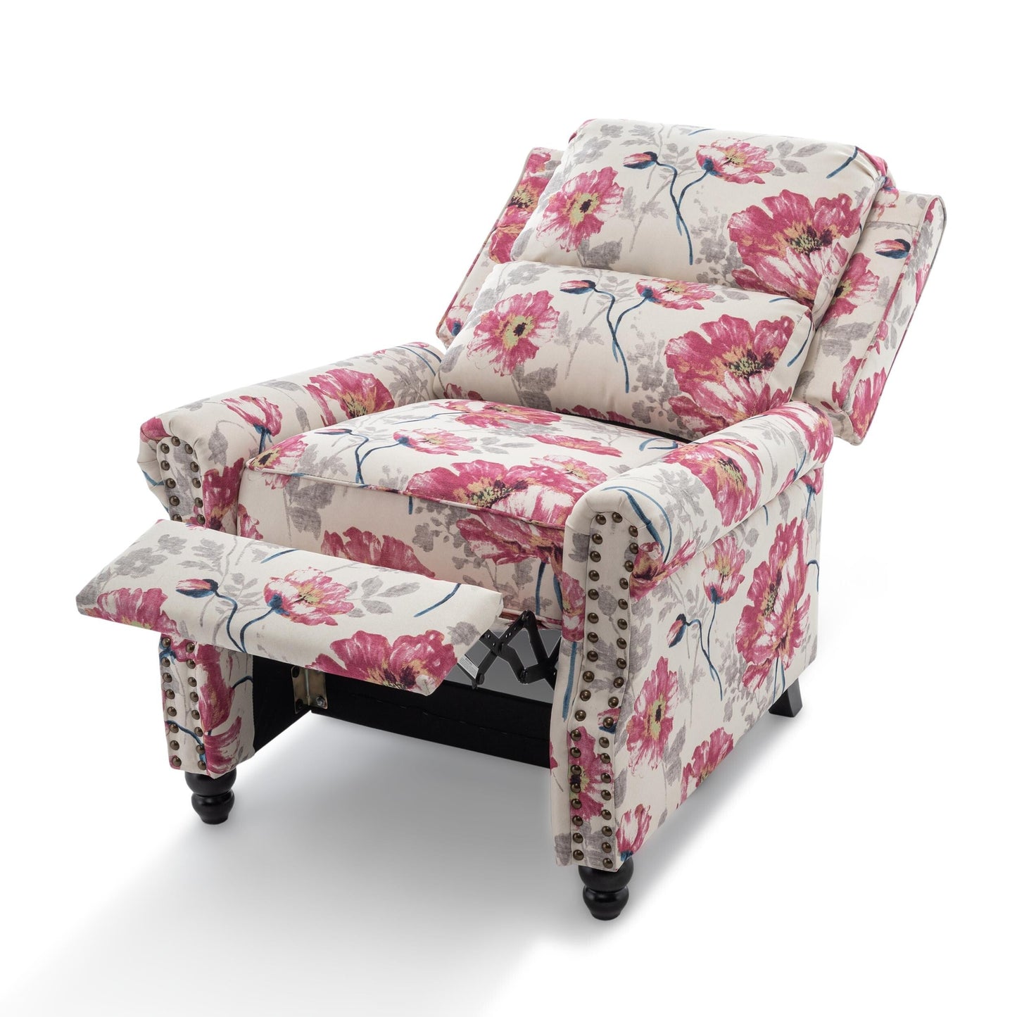 Poltrona reclinabile Alisa 35'' W in pelle vegana/lino con schienale a spinta